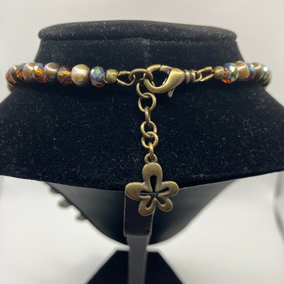 Artisan Natural Bronzite and Pearl Beaded Necklace 19 inches Handmade NEW - Picture 10 of 14